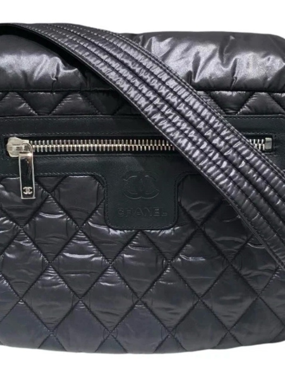 Chanel Coco Cocoon Black Nylon & Leather Messenger Shoulder Bag - excellent cond